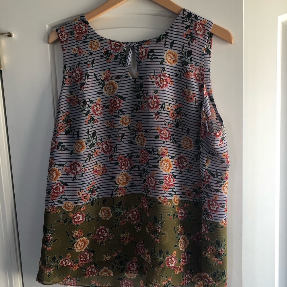 CAbi multi-color/patch-work blouse